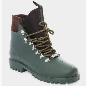 Max Mara Weekend Agenzia Boots,  Designer Green Rain Boots, 7.5 US / 38 EU